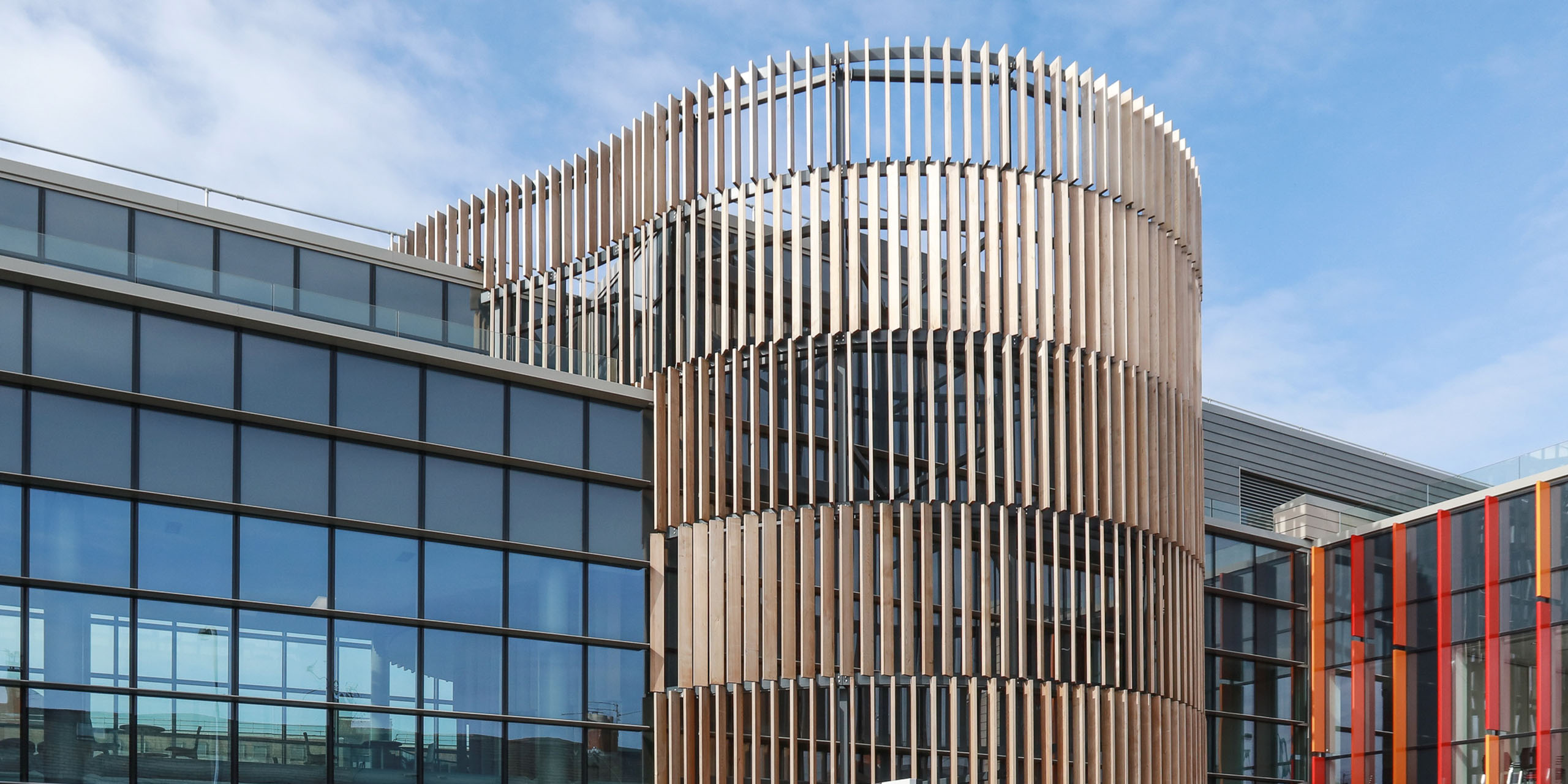 CUBRIC Building, Cardiff, Timber Box Fins