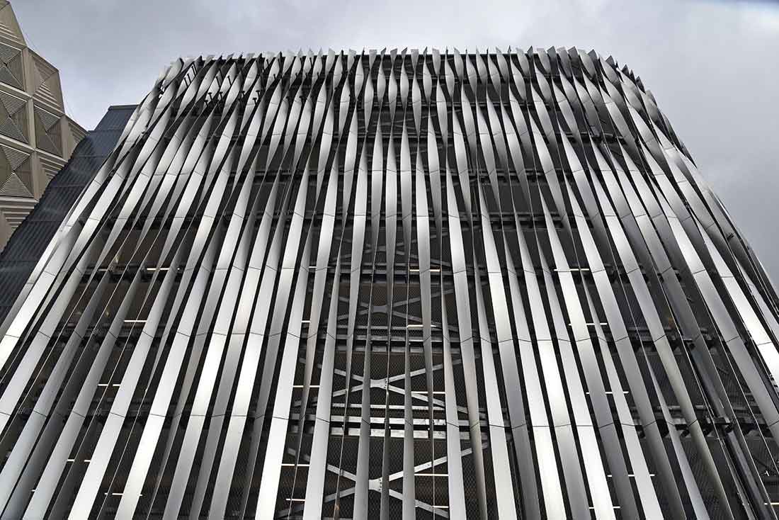 Victoria Gate's architectural facades project with twisted fins